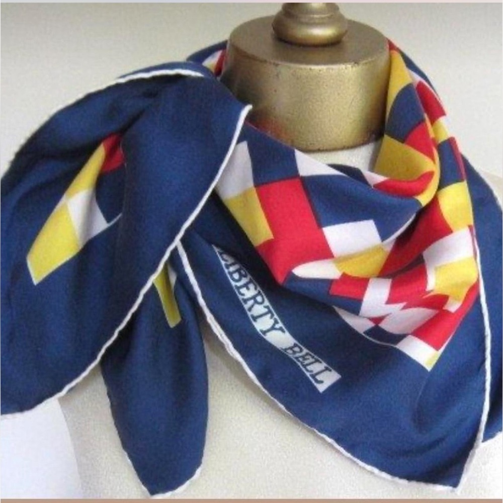Vintage Liberty Bell Geometric Pattern Scarf